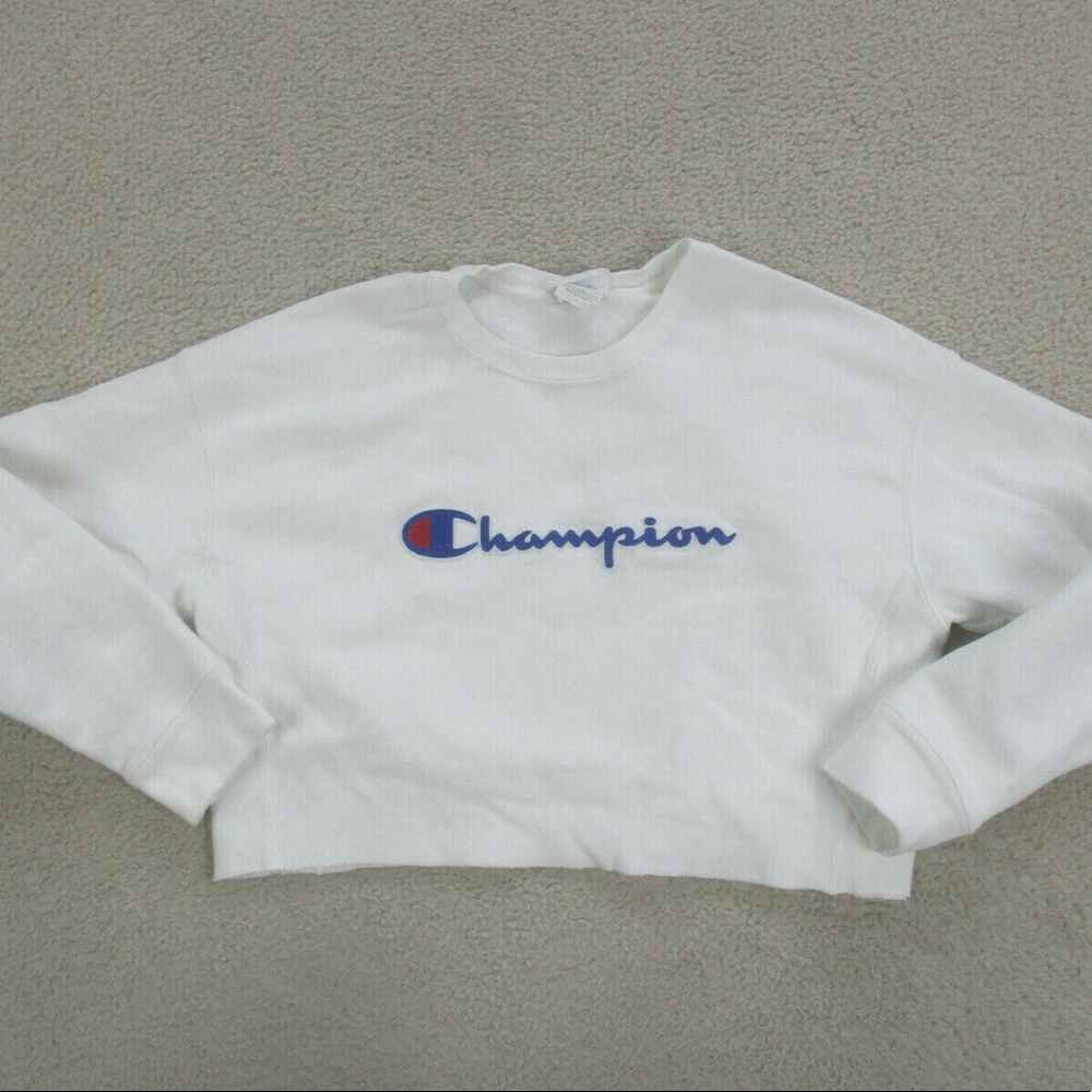 Champion White Long Sleeve Crop Top